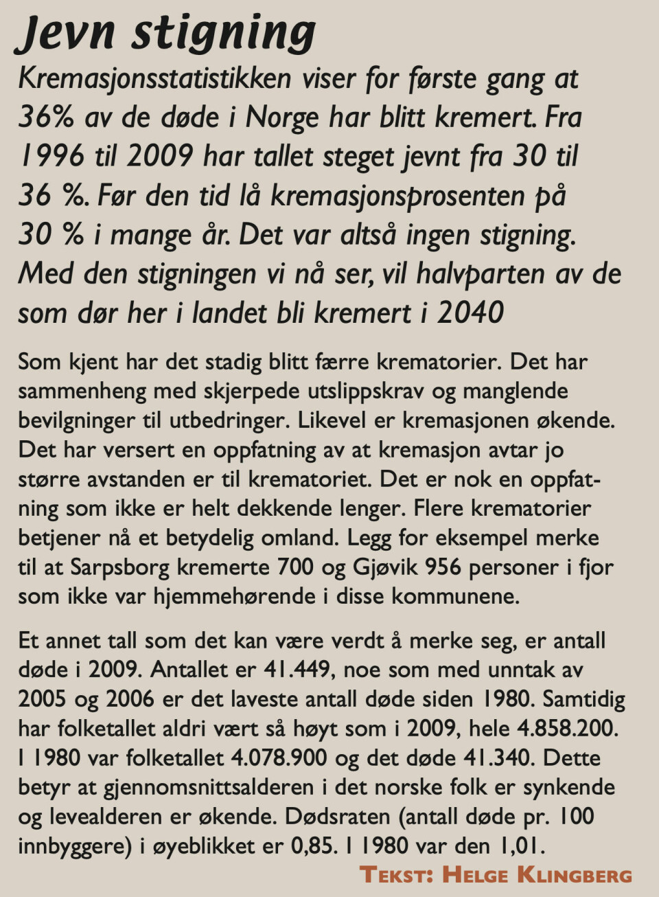 Faksimile fra Fagbladet Kirkegården/2010.